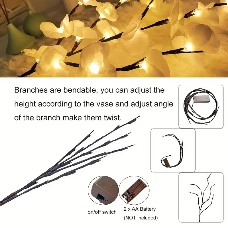 NNETM 1pc-20 LED White Willow Branch Lights-4