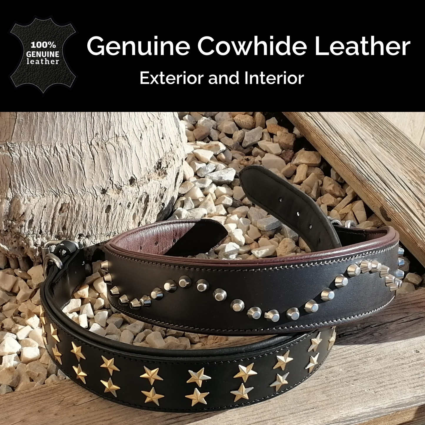Collar de Cuero Genuino para Perros – Estilo Punk con Tachuelas – Talla XL 5cm Ancho | IULIUS-1