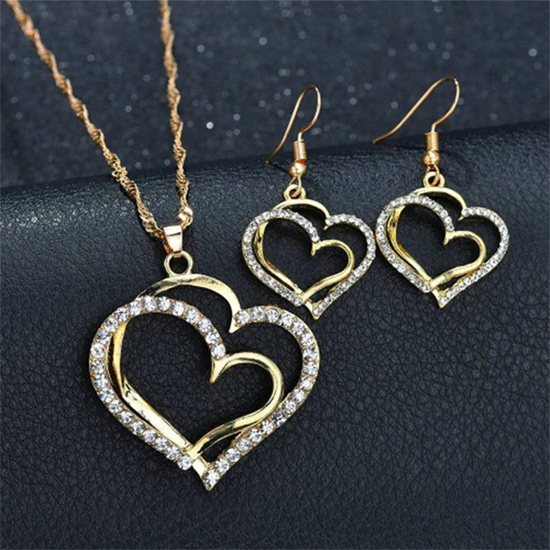 NNEOBA Heart Shaped Rhinestone Jewelry Set for Women-1