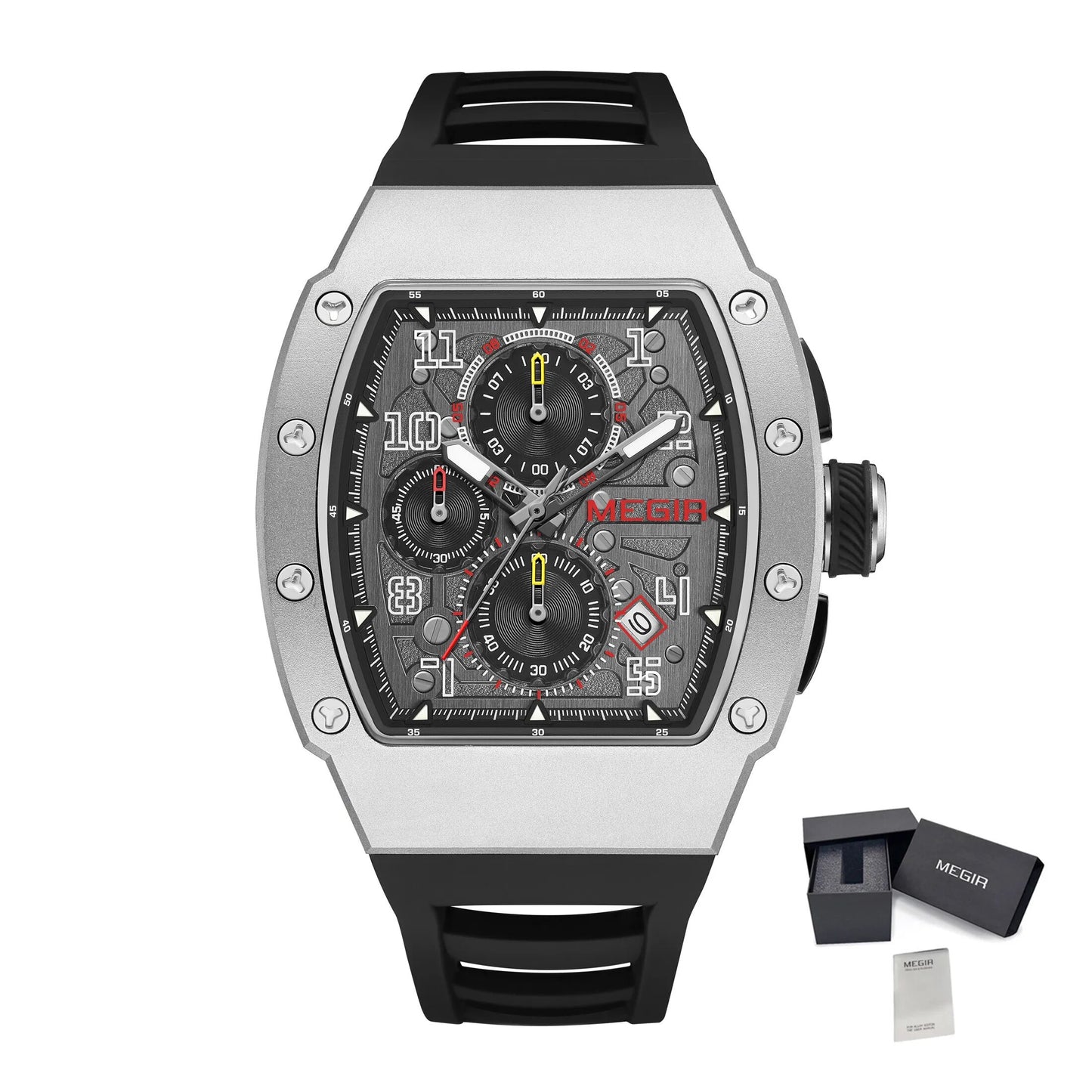 MEGIR Blue Luxury Sport Watch for Men Steel Case Waterproof Luminous Military Quartz Chronograph Big Dial Auto Date Reloj Hombre-23