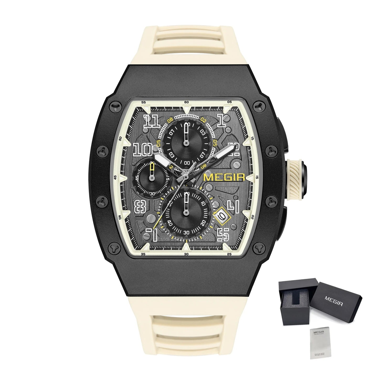 MEGIR Blue Luxury Sport Watch for Men Steel Case Waterproof Luminous Military Quartz Chronograph Big Dial Auto Date Reloj Hombre-21