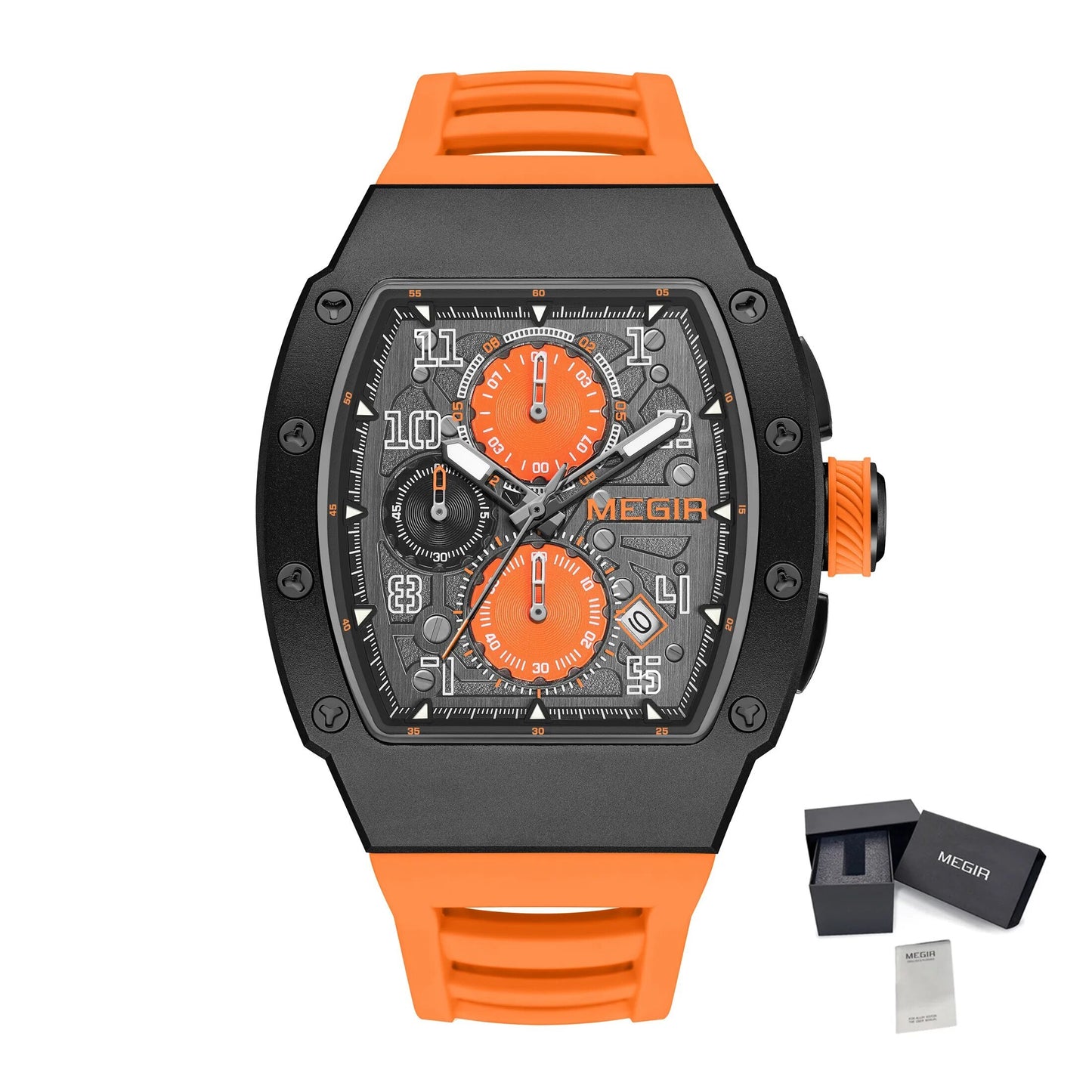 MEGIR Blue Luxury Sport Watch for Men Steel Case Waterproof Luminous Military Quartz Chronograph Big Dial Auto Date Reloj Hombre-24