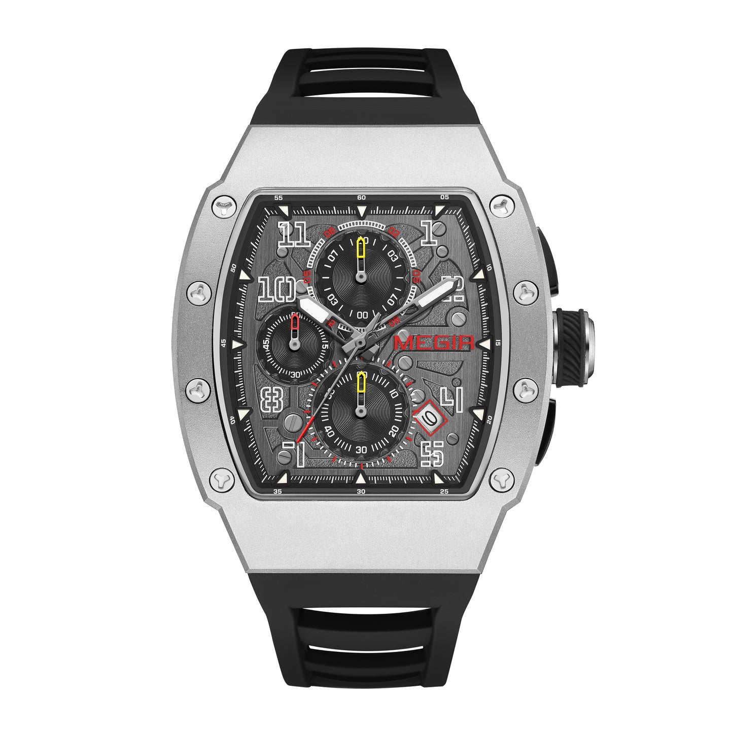 MEGIR Blue Luxury Sport Watch for Men Steel Case Waterproof Luminous Military Quartz Chronograph Big Dial Auto Date Reloj Hombre-15