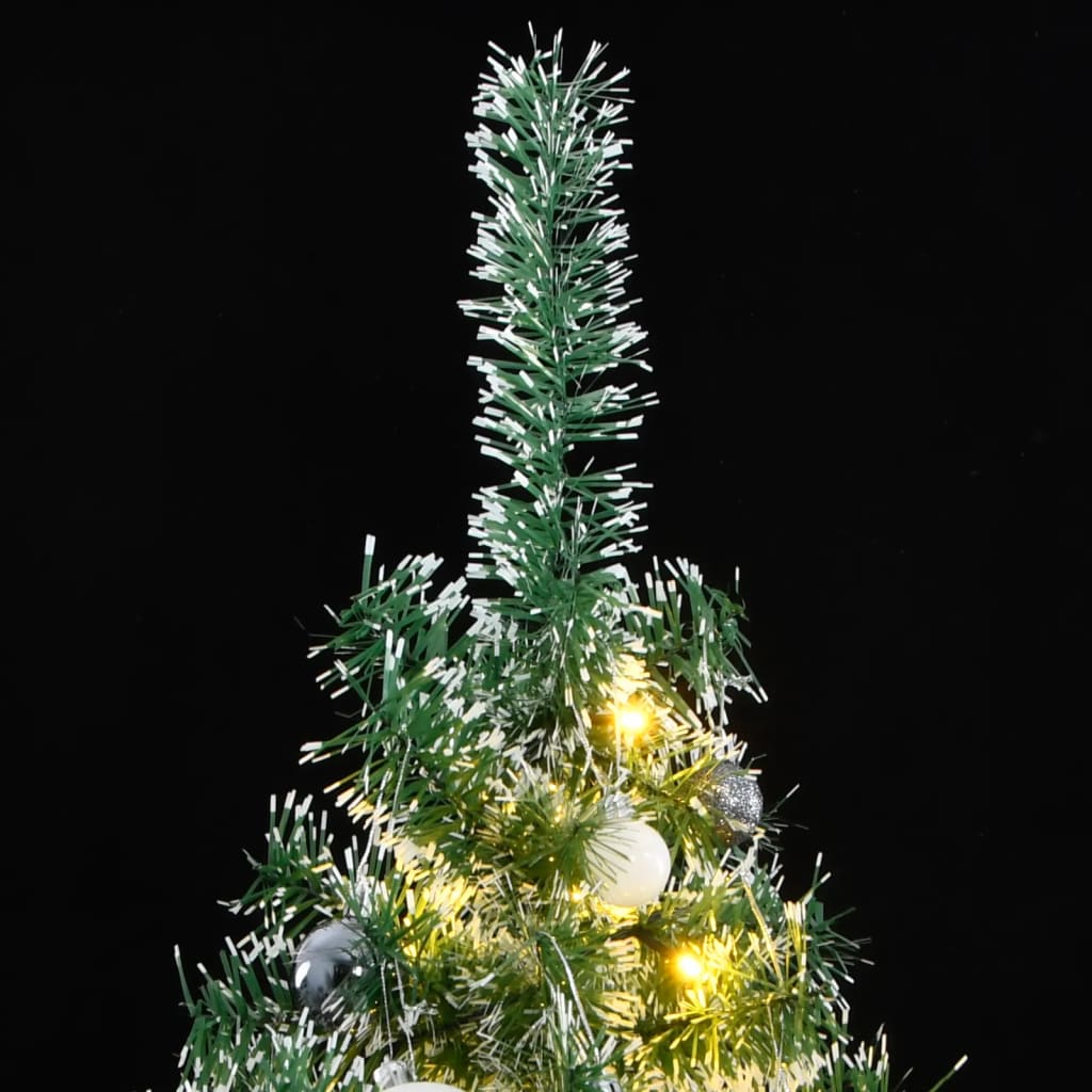 NNEVL Artificial Christmas Tree with 300 LEDs&Ball Set&Flocked Snow 210 cm-1