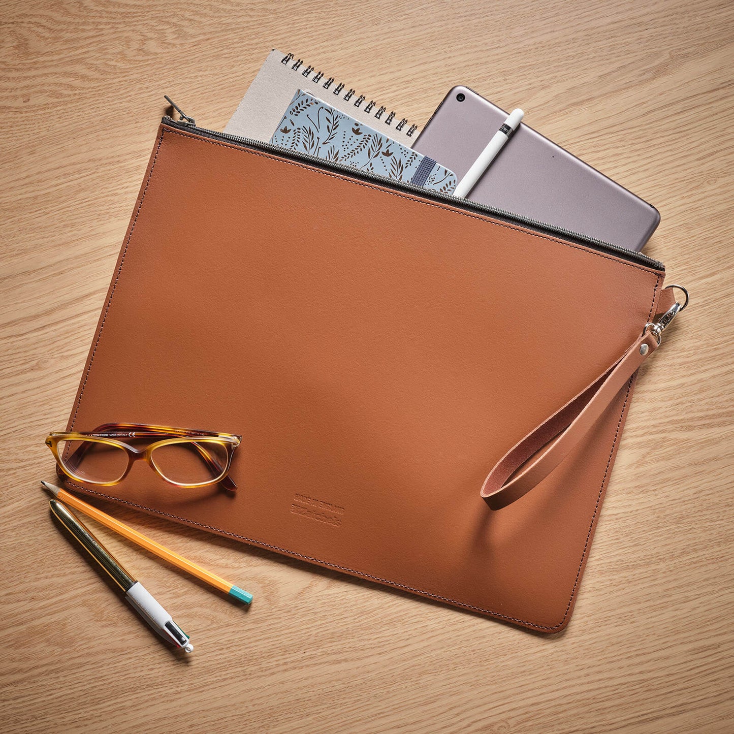 Handmade Leather Folio Case - Red-3