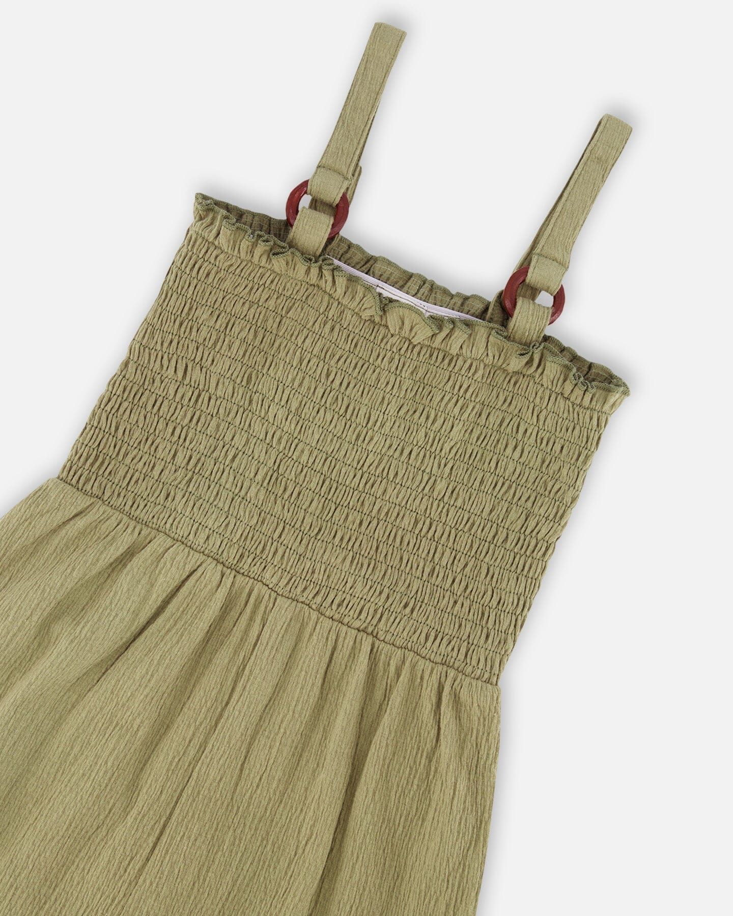Smocked Crinkle Jersey Jumpsuit Olive Green-4
