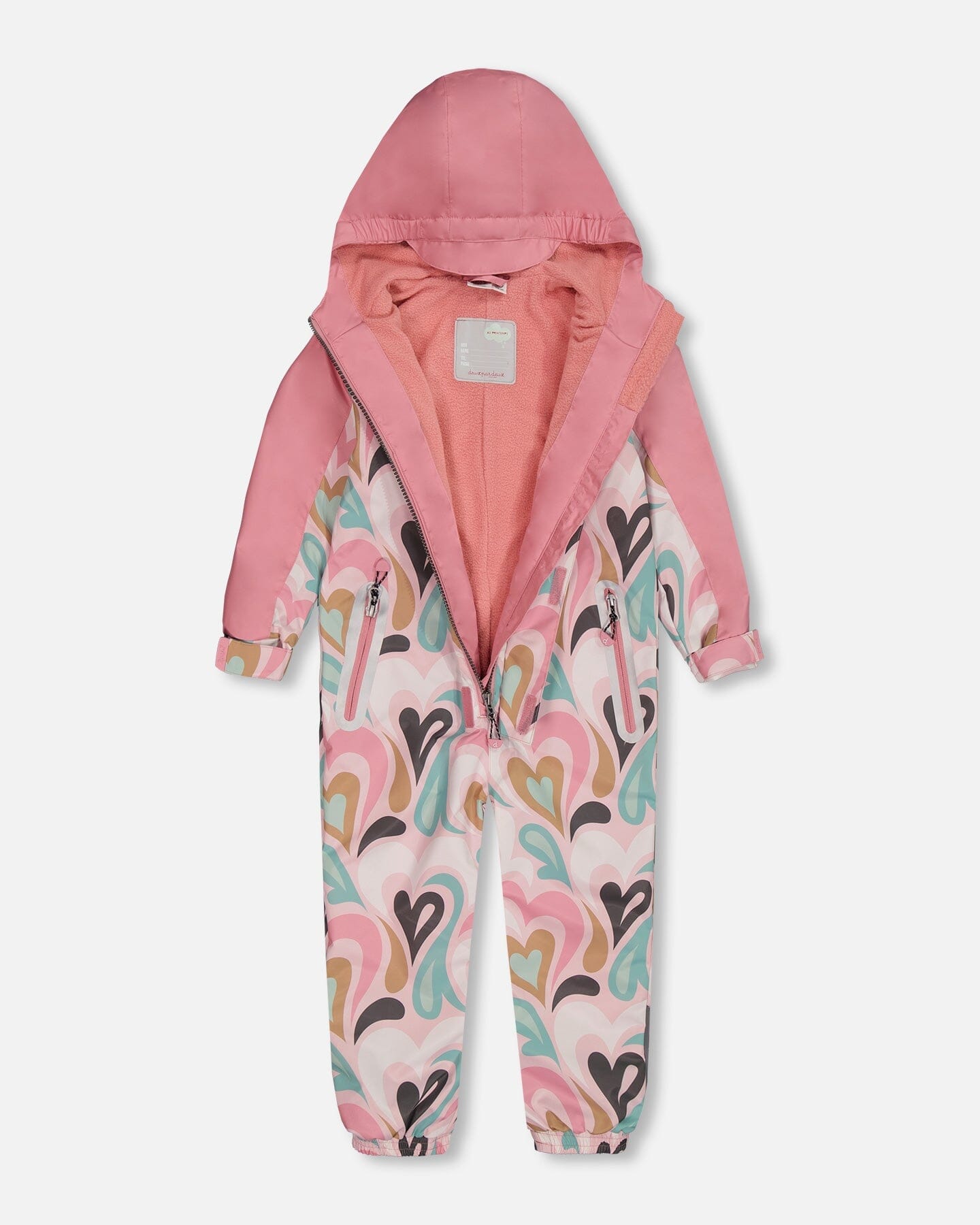 Printed Mid-Season One-Piece Outerwear Light Pink With Hearts-4