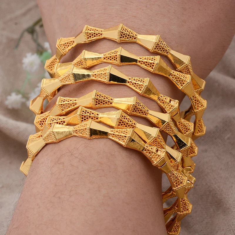 NNEOBA African Dubai Gold Bangles for Women Wedding-2