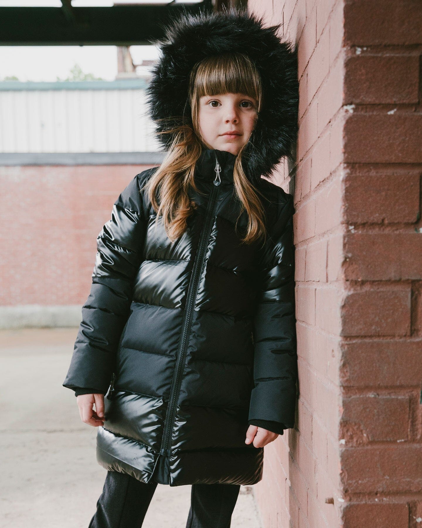 Long Metallic Puffy Coat Black-1