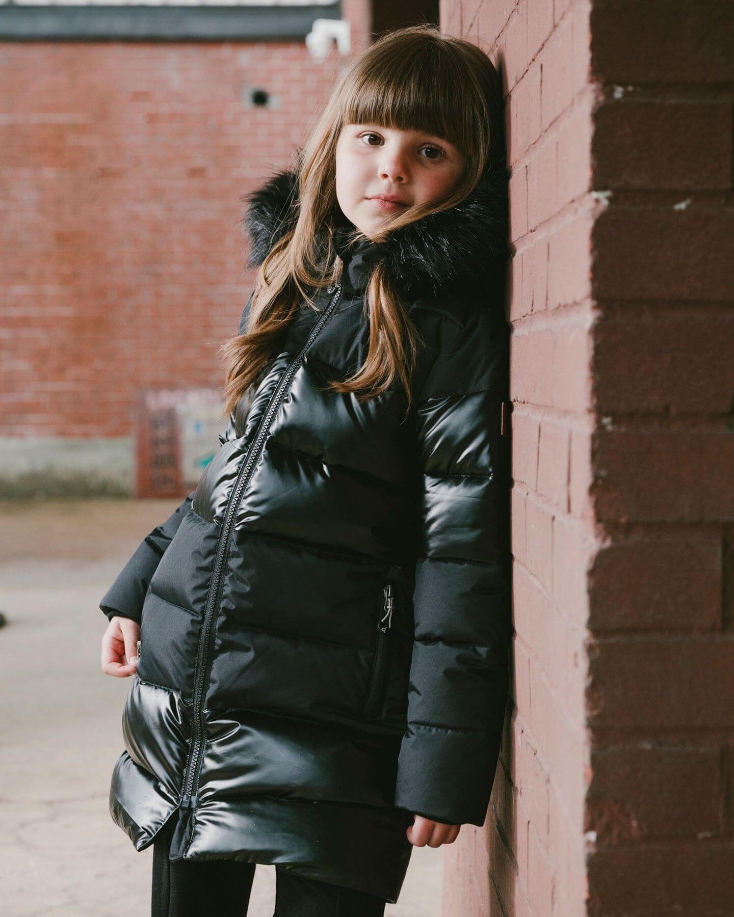Long Metallic Puffy Coat Black-2
