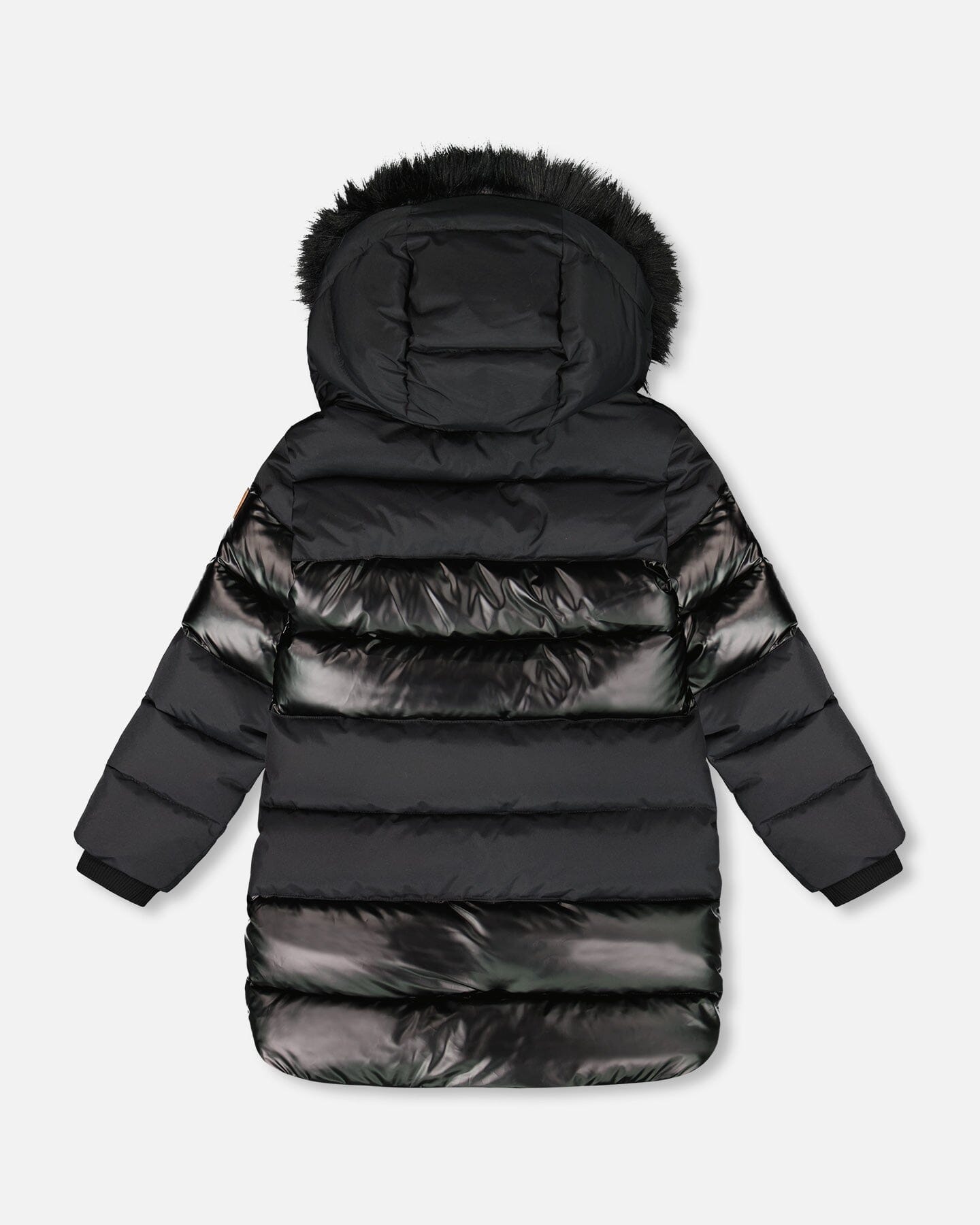 Long Metallic Puffy Coat Black-4