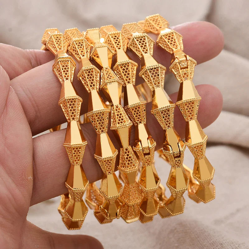 NNEOBA African Dubai Gold Bangles for Women Wedding-1