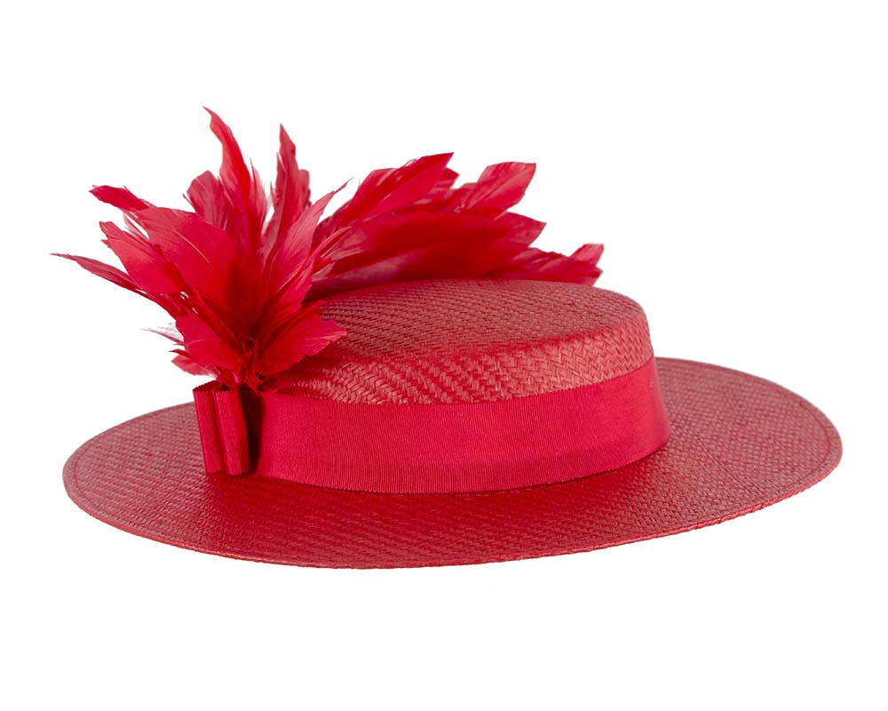 Red boater hat by Max Alexander MA902-3