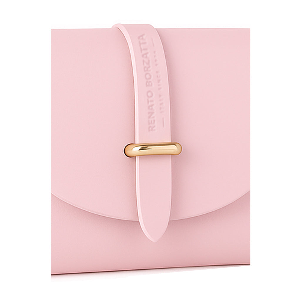RB1001BJ | Small Genuine Leather Bag Made in Italy with Removable Shoulder Strap and Shiny Gold Metal Closure Loop - Pink Color - Dimensions: 16.5 x 11 x 8 cm-4