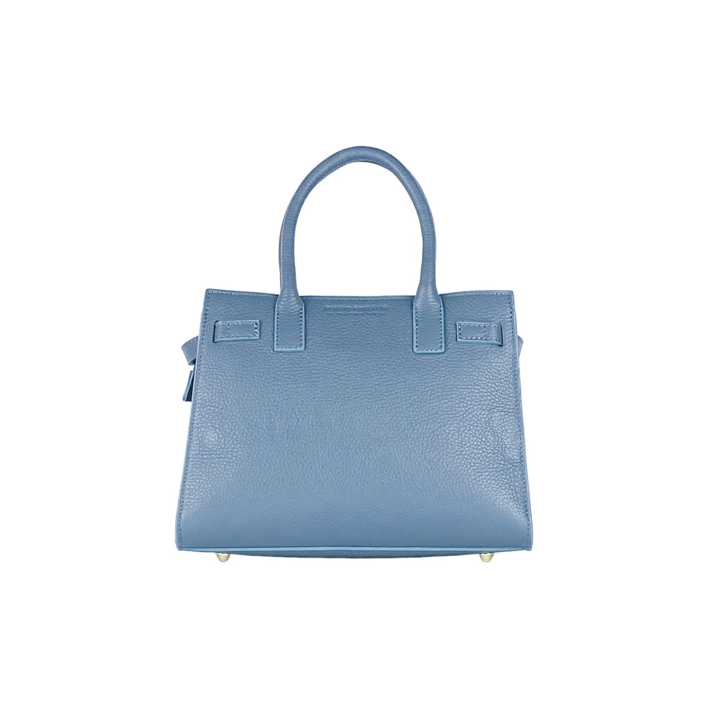 RB1016P | Women's Genuine Leather Handbag Made in Italy with Removable Shoulder Strap. Attachments with Shiny Gold Metal Snap Hooks - Color: Air Force Blue - Dimensions: 28 x 20 x 14 + 12.5 cm-3