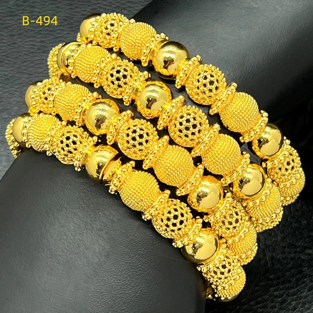 NNEOBA Gold Color Bangles Bridal Wedding Jewelry-2