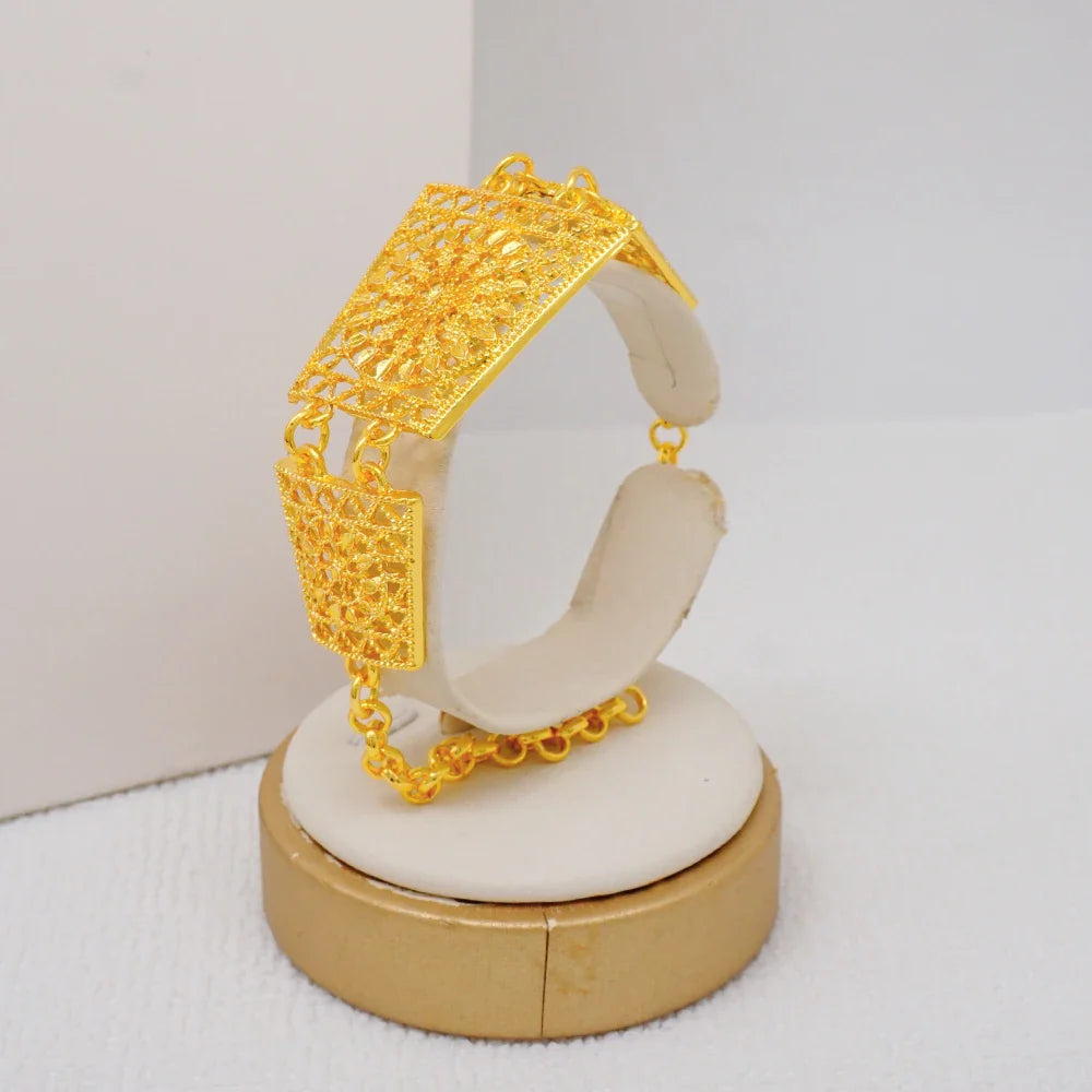 NNEOBA Dubai Jewelry Set Necklace Earrings Ring Bracelet Women-3