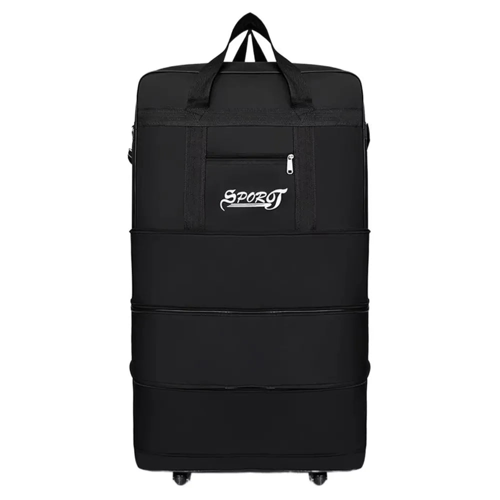 NNEOBA Expandable Travel Backpack with Wheels Black-3