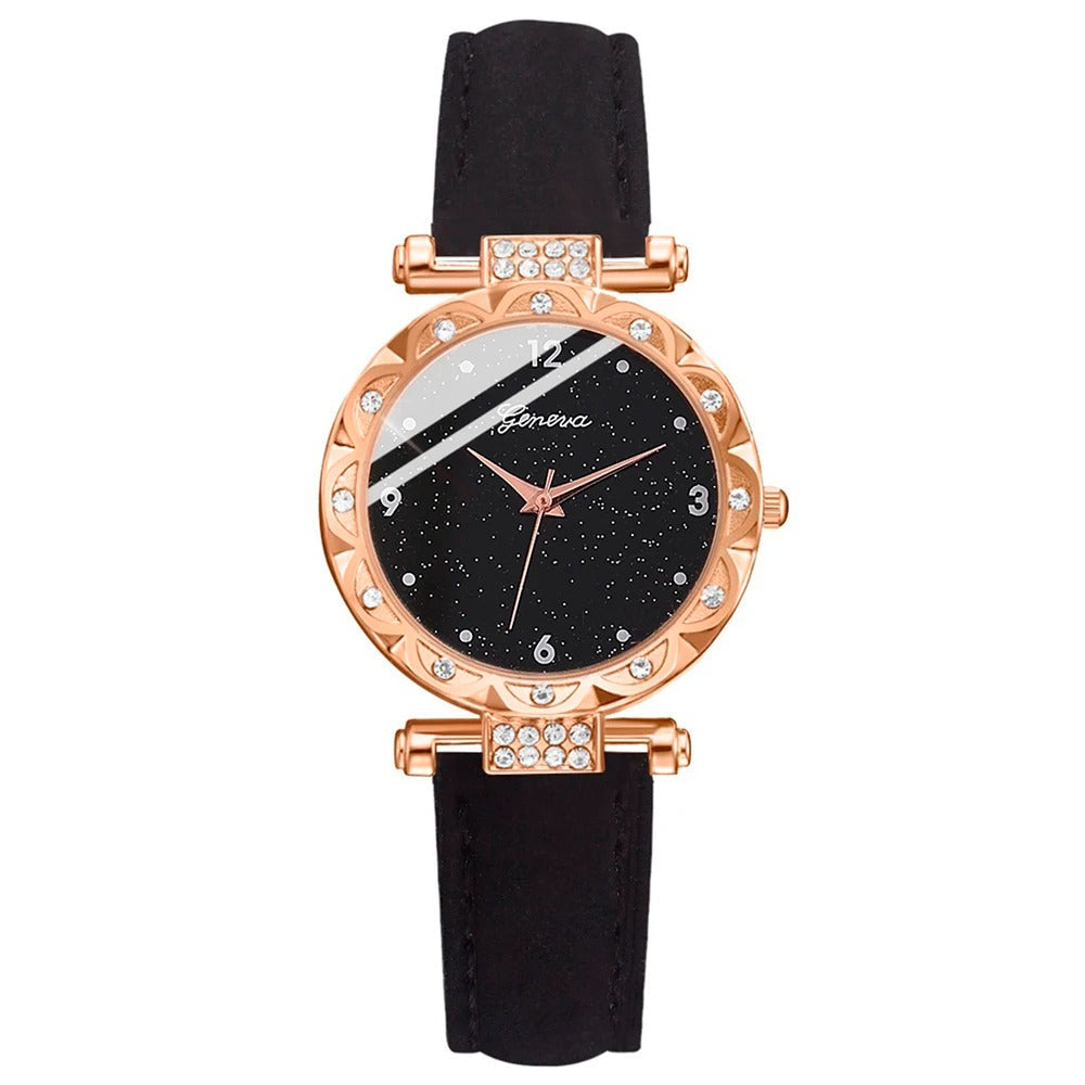NNEOBA Luxury Women’s Rhinestone Quartz Watch Set (5-Piece)-1