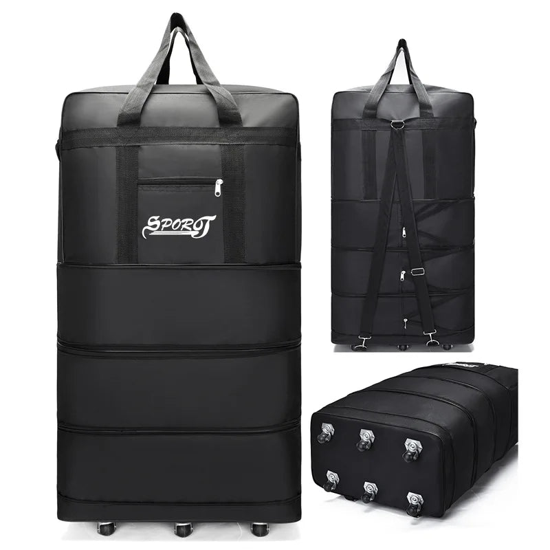 NNEOBA Expandable Travel Backpack with Wheels Black-0