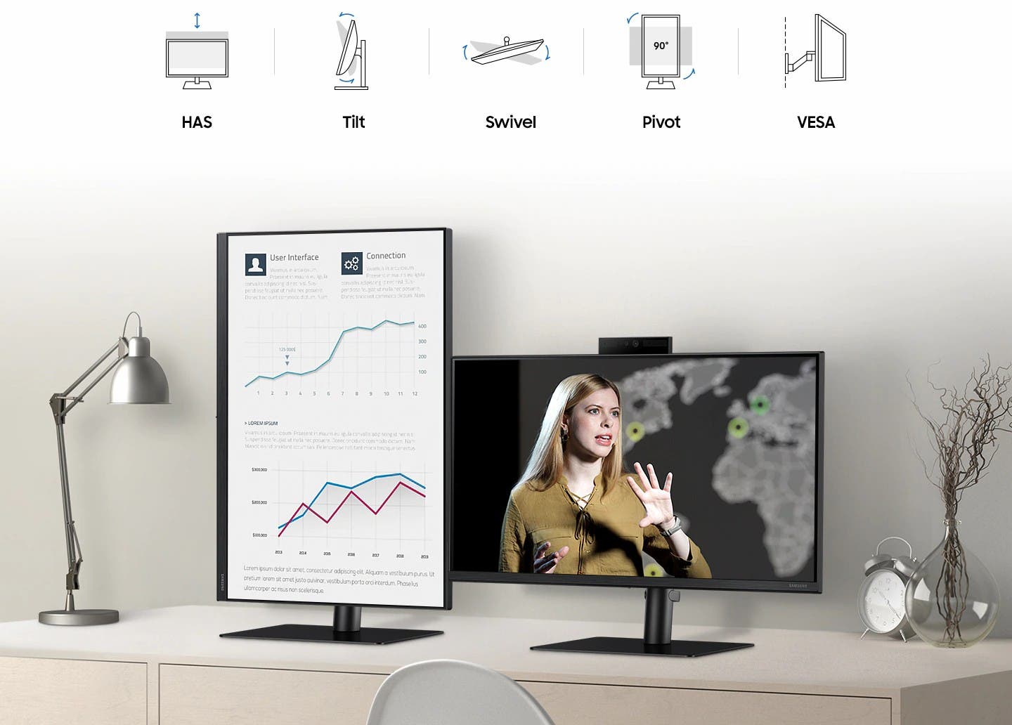 NNEKG Samsung 24 S4 Full HD IPS Freesync Monitor with Webcam (LS24A400VEEXXY)-2