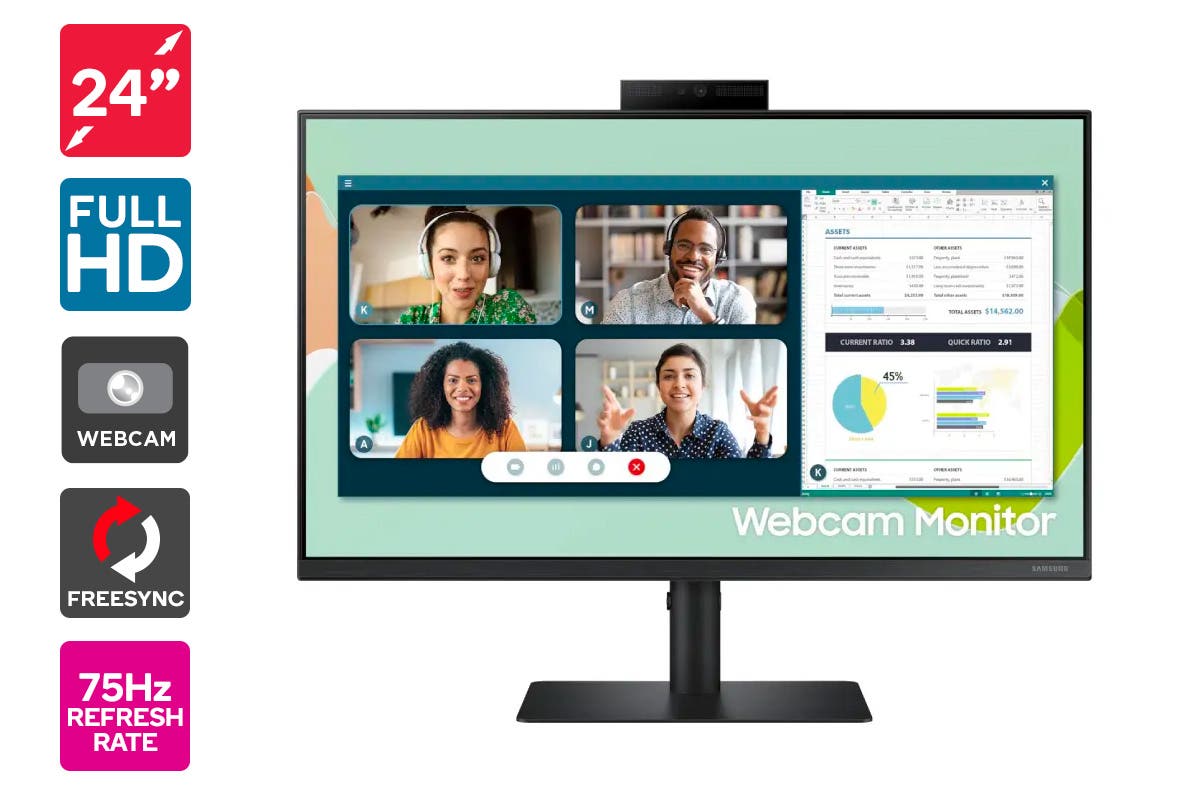 NNEKG Samsung 24 S4 Full HD IPS Freesync Monitor with Webcam (LS24A400VEEXXY)-1
