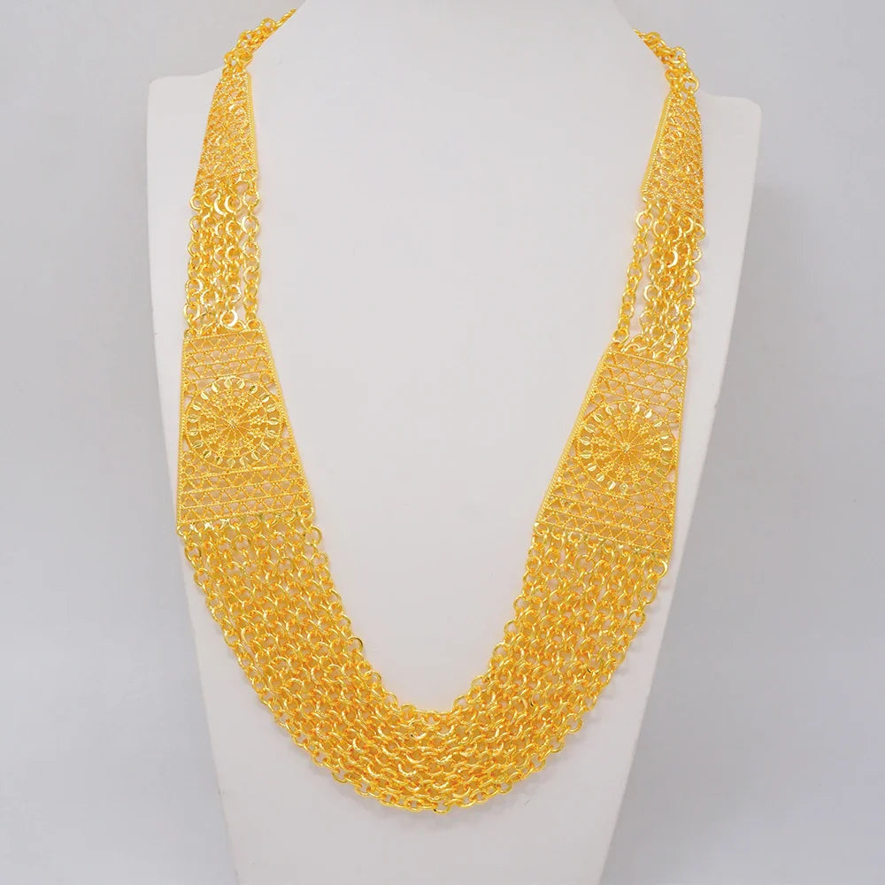 NNEOBA Dubai Jewelry Set Necklace Earrings Ring Bracelet Women-2