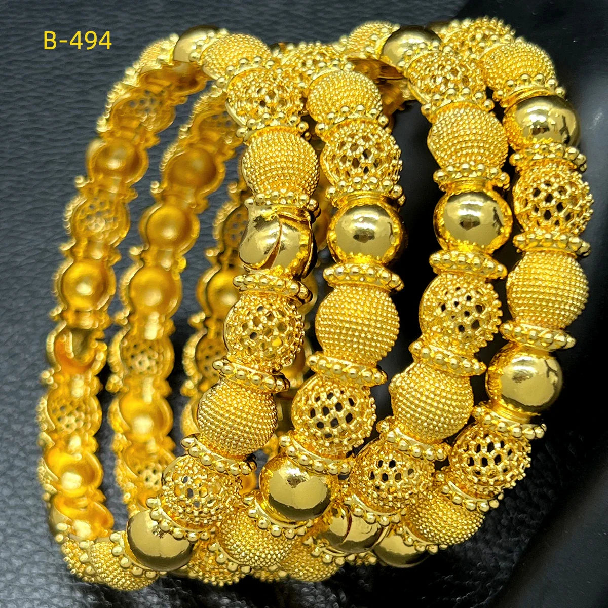 NNEOBA Gold Color Bangles Bridal Wedding Jewelry-1