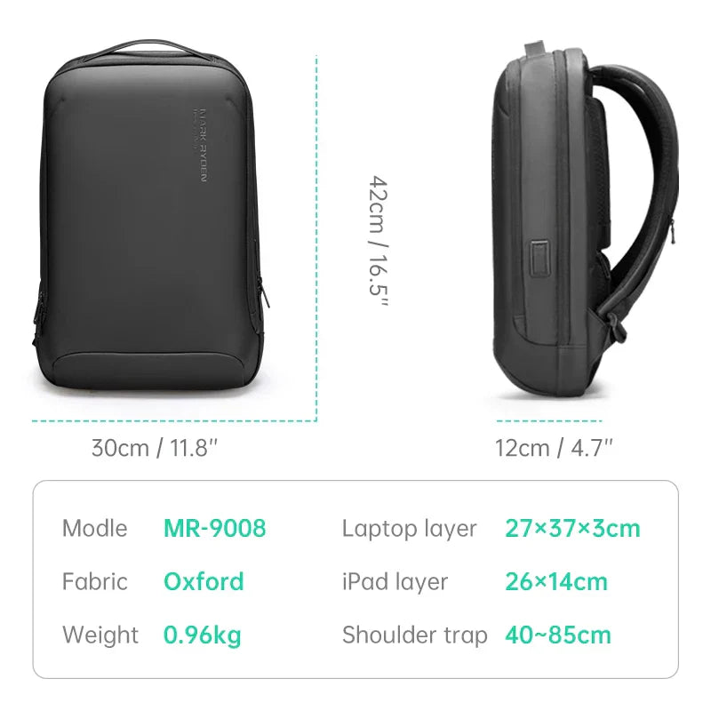 Streamlined Black Minimalist Hard Shell Laptop Backpack-1