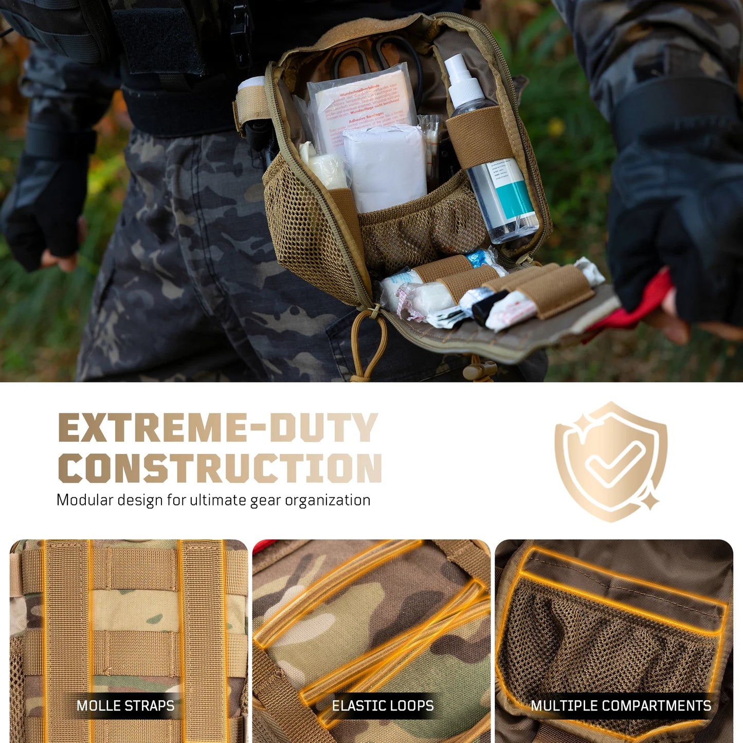 NNEOBA Large Medical Pouch Tactical First Aid EMT Waist Bag Camo-2
