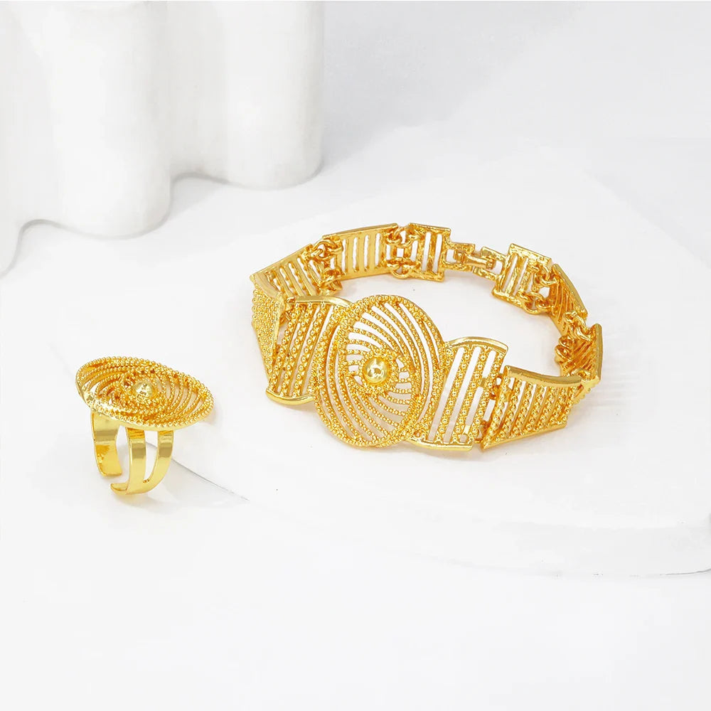 NNEOBA Gold Plated Bridal Jewelry Set for Women-4