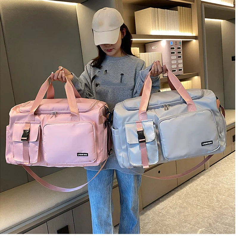 NNEOBA Travel Handbag Dry And Wet Separation Convertible Design Pink-2