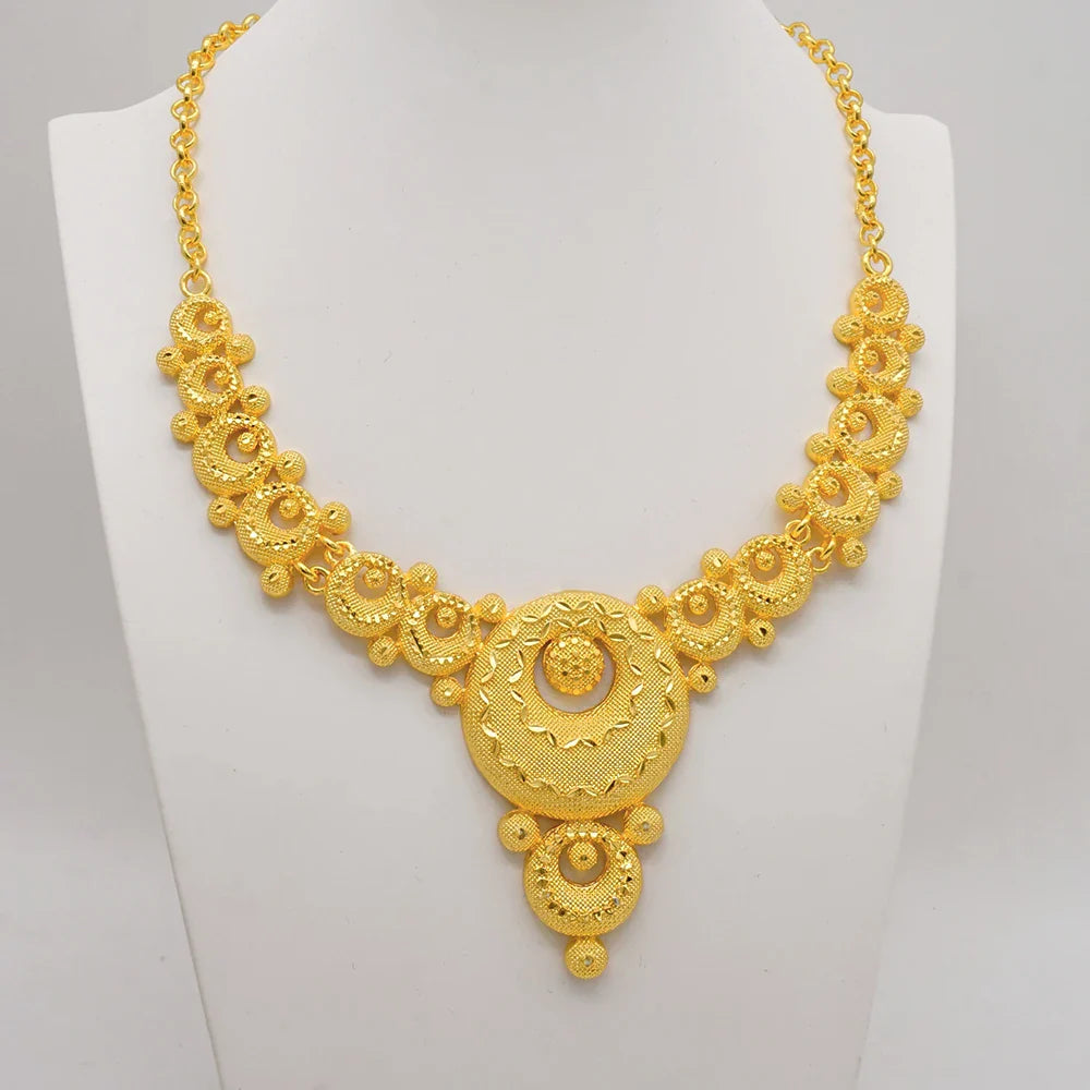 NNEOBA Round Jewelry Set Necklace Bracelet Earrings Ring-1