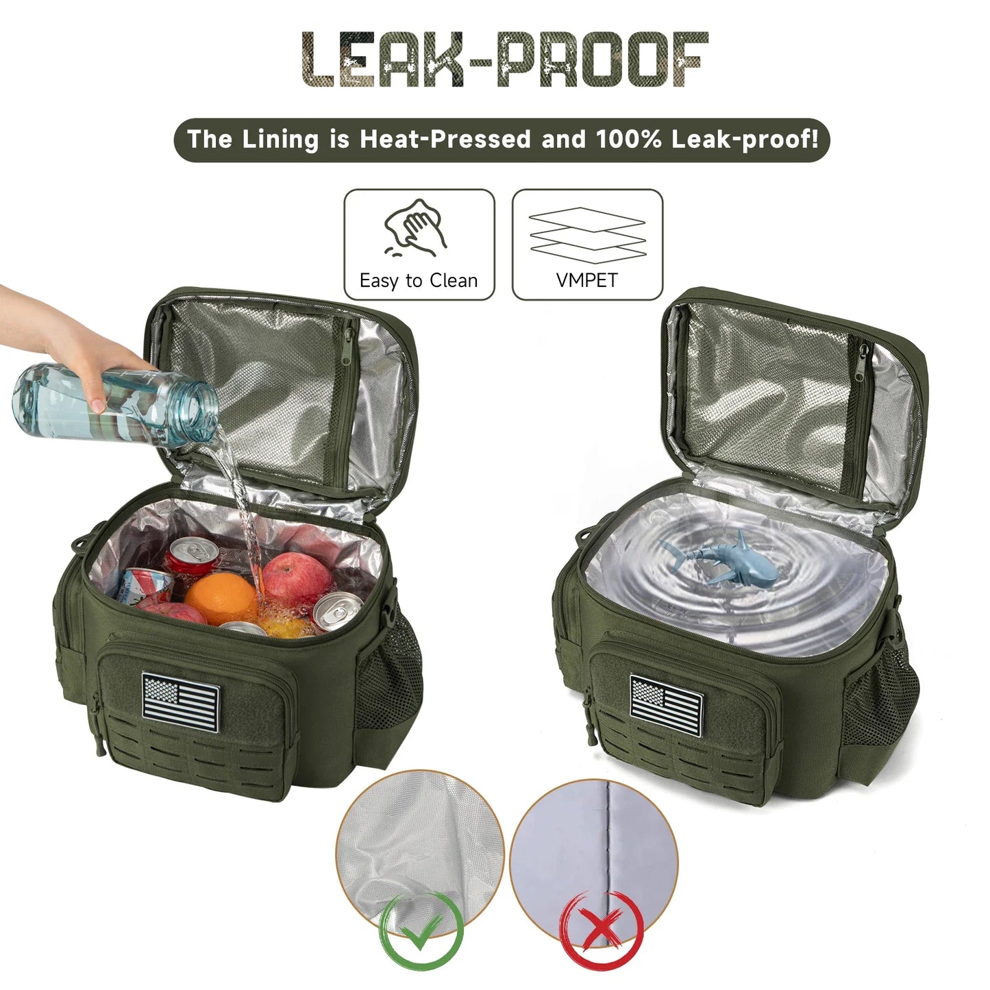 NNEOBA Tactical Lunch Box Heavy Duty Cooler Bag (Green)-4