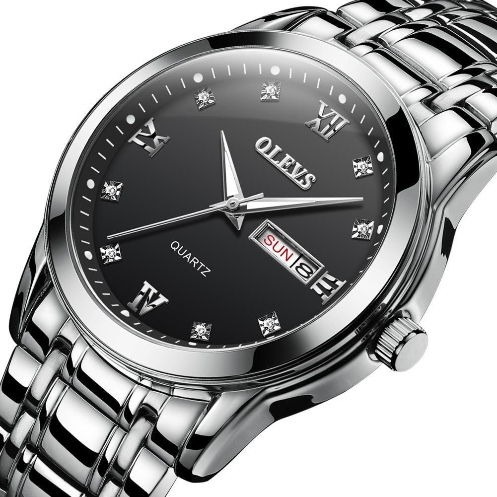 NNEDSZ Waterproof Dual Calendar Quartz Watch For Men With Luminous Design - Black-3