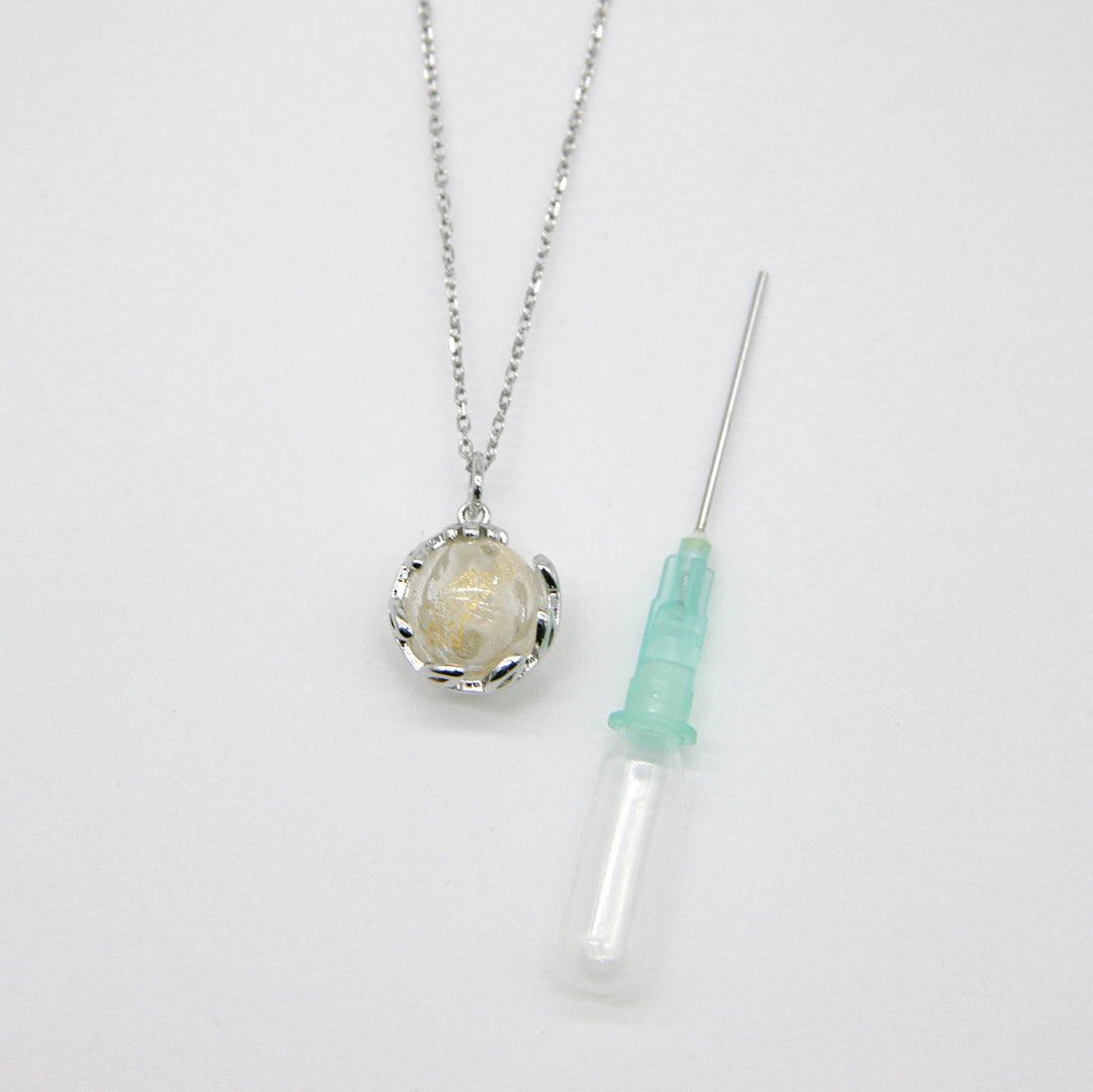 NNEDSZ Gift Box - Aroma Necklace White Gold - Planet Stardust Crystal (Gold Clear) + Purify Oil Blend-3