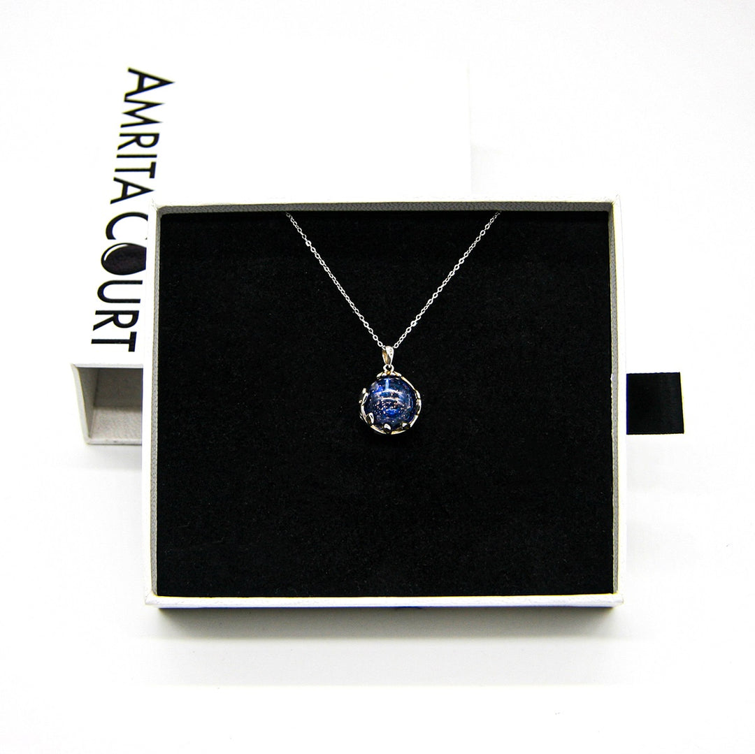 NNEDSZ Gift Box - Aroma Necklace White Gold - Planet Celestial Sapphire (Blue) + Purify Oil Blend-2