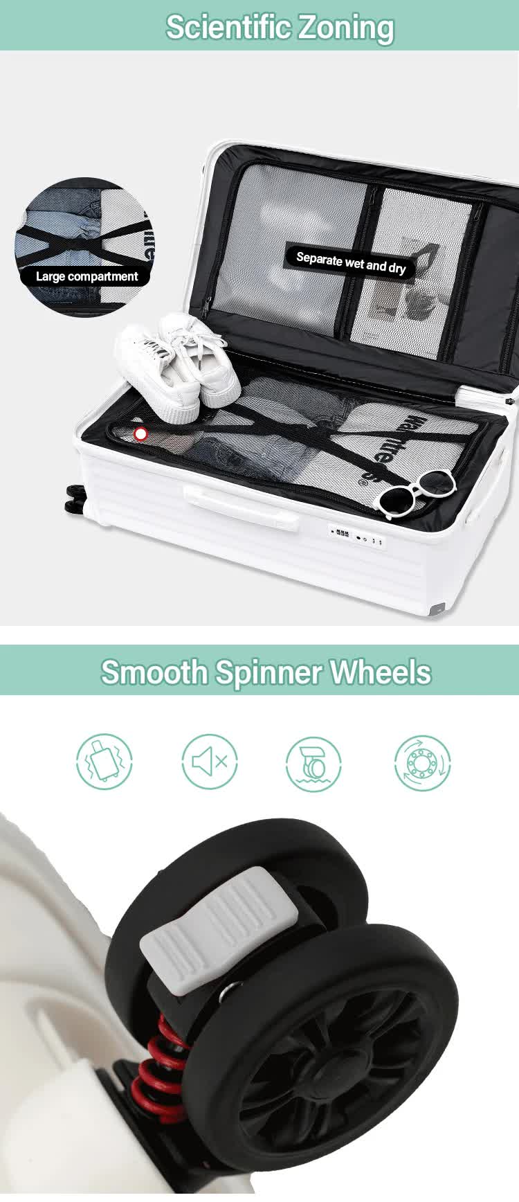 NNEDSZ Smart Hard-Shell Luggage with USB Charging Port & Cup Holder - 24"Spinner Suitcase in Back-2