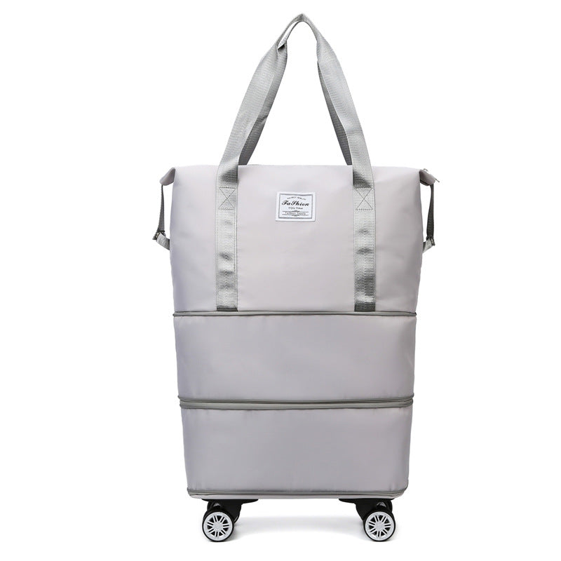 NNEDSZ Gray Large Capacity Foldable Travel Bags with Wheels - Lightweight Waterproof Duffel Totes-0