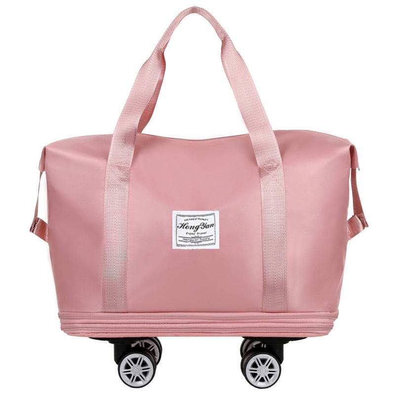NNEDSZ Pink Large Capacity Travel Bag with Expandable Design, Waterproof & Wet-Dry Separation, 360° Spinner Wheels - Ideal for Students, Business, and Maternity-0