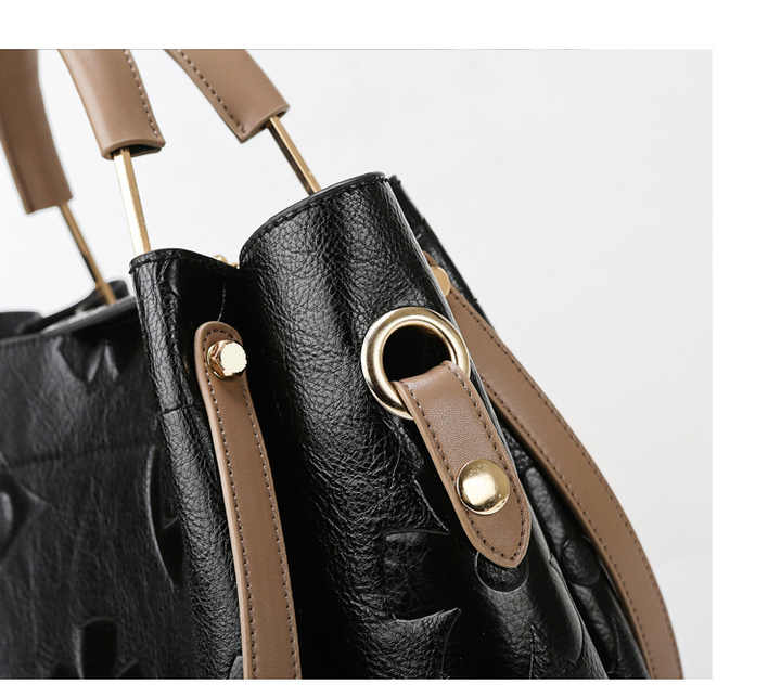 NNEDSZ Dark Green Elegant Embossed PU Leather Tote Bag for Women - Large Capacity Handbag with Inner Pouch-4