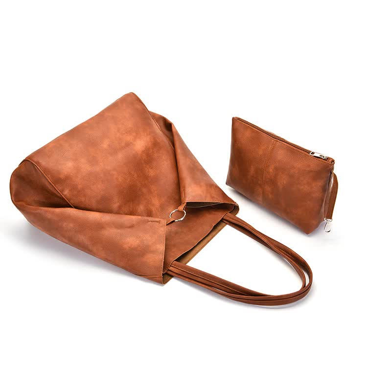 NNEDSZ Yellow Classic Large PU Leather Tote Bag with Inner Pouch - Elegant and Functional-1
