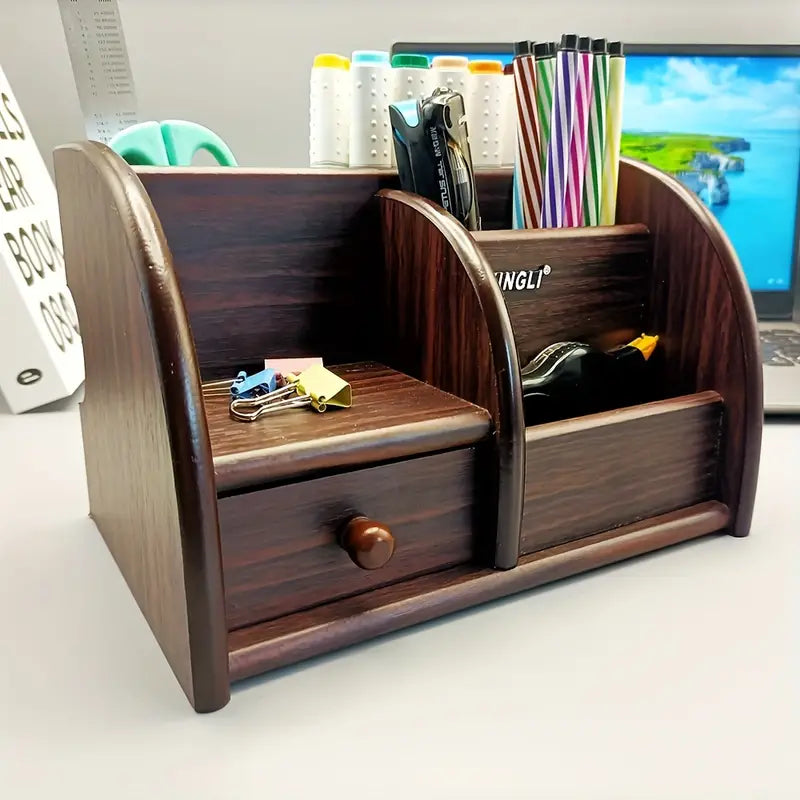 Wooden Desk File Organizer with Drawer-4