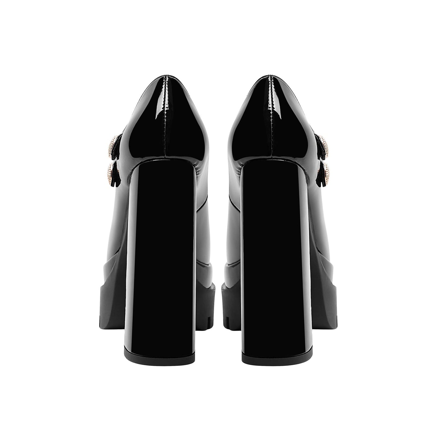 Black Double Platform Buckle Mary Jane Heels-4