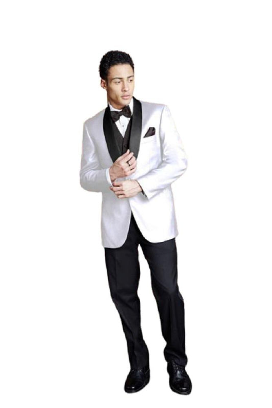"Bradford" White Tuxedo Jacket Shawl (Separates)-1