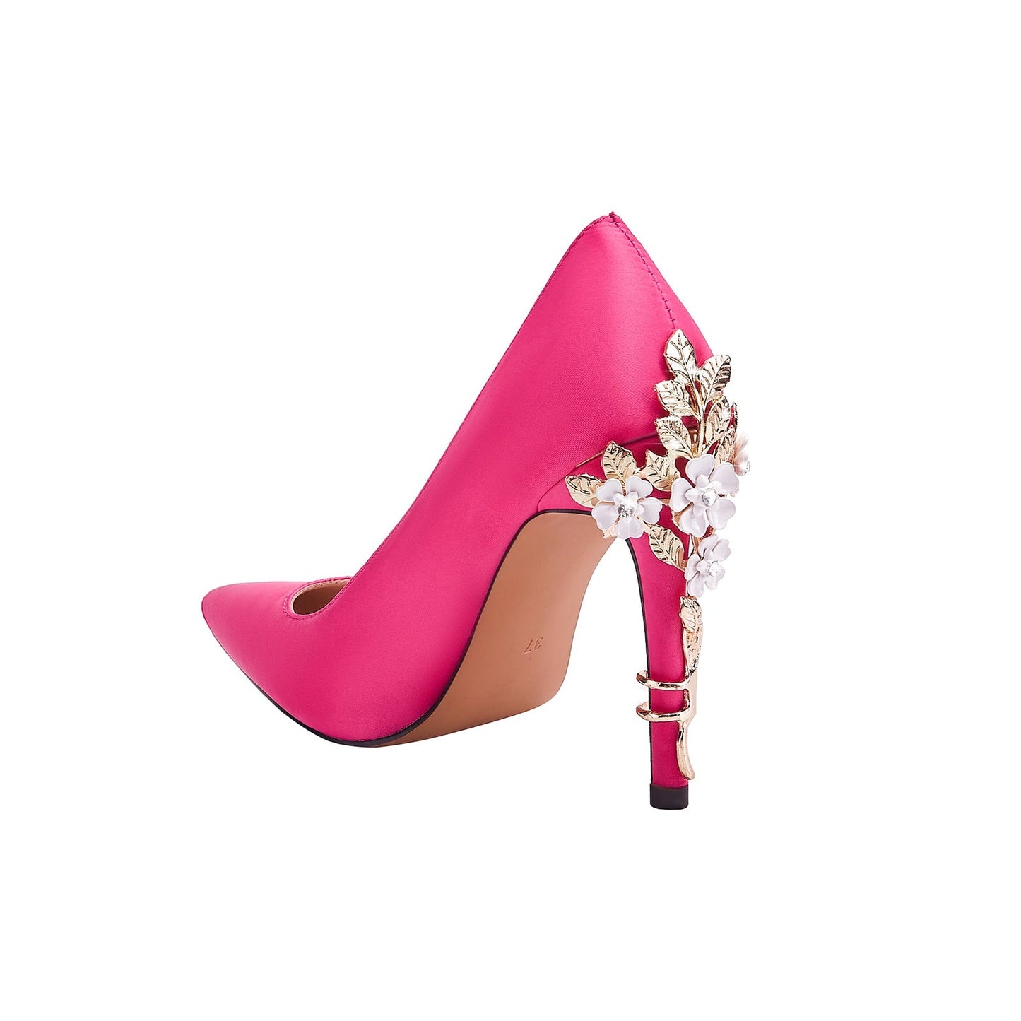 Hot Pink Gem Encrusted Stiletto Heel Pumps-4