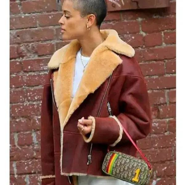 Women’s Julien Calloway Leather Shearling Jacket – Gossip Girl Inspired-2