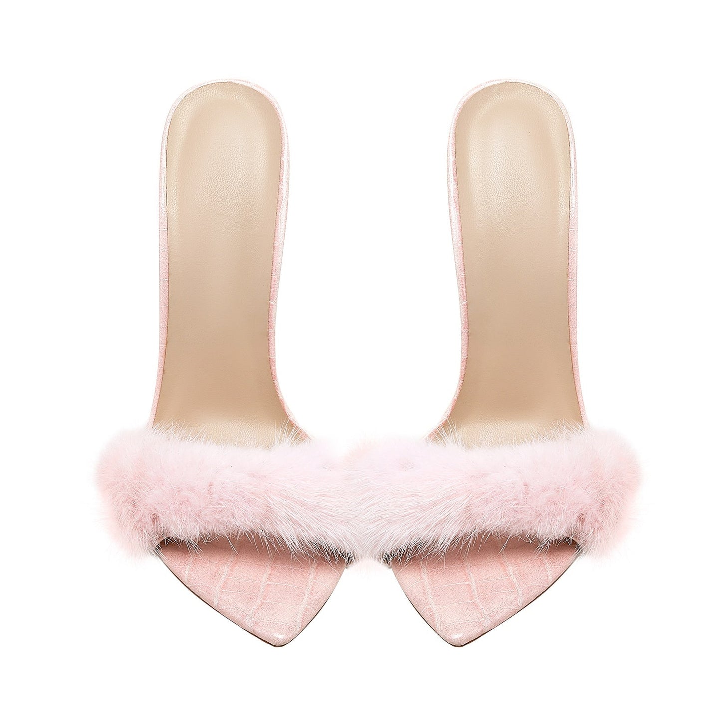 Lightweight Fluffy Pink Heels-4