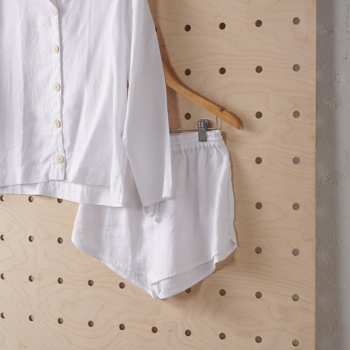 Linen Short Set - White-2