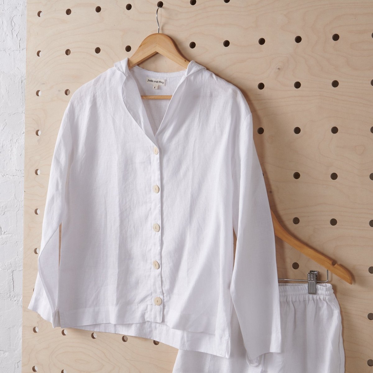 Linen Short Set - White-1